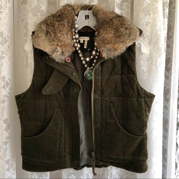 TYLER BOE * NWOT Designer Fine Corduroy Fur Collared Vest - Picture 1 of 7